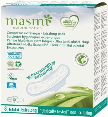 MASMI COMPRESAS ALAS ULTRA NOCHE 10 UNID. 100% ALGODON (copia)