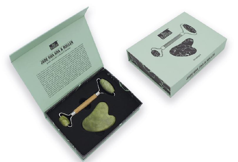 [HAEGURVE] JADE GUA SHA E ROLLER VERDE BIOESSENZE