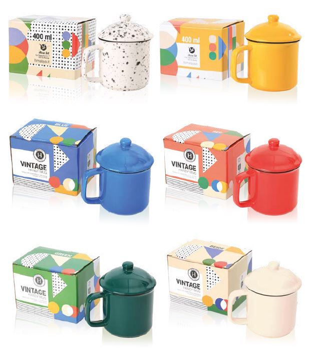 [HITAPVIN] TAZA PORCELANA VINTAGE 400 ml. CON TAPA BOX 6 unid. colores surtidos (copia)