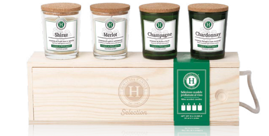 [HIVE4VINOS] CAJA MADERA 4 VELAS 75 GRS. SELECCION VINOS