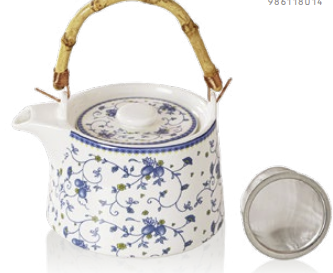 [HITEPOLDF] TETERA PORCELANA OLD CHINA 850ml. FIORI BLU pintado a mano