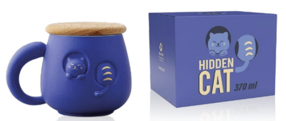 [HITAPHIBL] TAZA HIDDEN CAT BLU 370 ml. PORCELANA