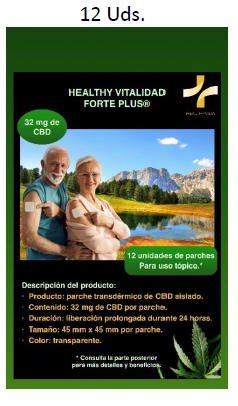 [HEPARCBD12] PARCHES CBD 32mg (12 unidades) Healty Vital 45x45 transparente