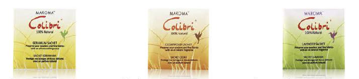 [HMCOCACE] COLIBRI 3 BOLSITAS ANTIPOLILLAS CAJONES CEDRO*